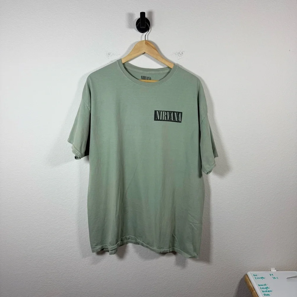 Nirvana Unisex Oversized Something In The Way Crewneck Tee Green/Black 2XL